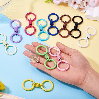 12Pcs 12 Colors Alloy Spring Gate Clasps FIND-TA0008-03-1