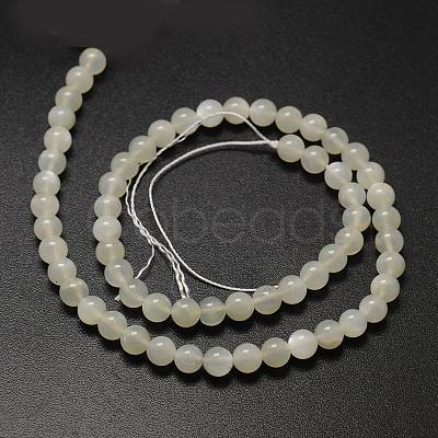 Round Natural White Moonstone Bead Strands G-L425-22-6mm-1
