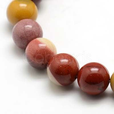 Round Natural Mookaite Beads Strands G-P062-65-1