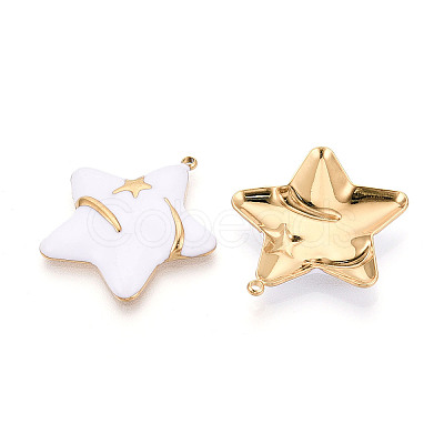 304 Stainless Steel & Enamel Pendants STAS-T073-61A-G-1