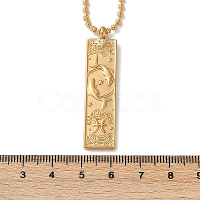 304 Stainless Steel Clear Cubic Zirconia Rectangle Constellation Pendant Necklaces for Women Men NJEW-S435-01G-L-1