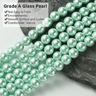 Eco-Friendly Dyed Glass Pearl Round Bead Strands HY-A002-8mm-RB034-1