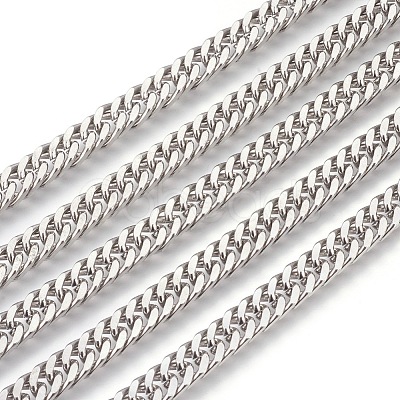Tarnish Resistant 201 Stainless Steel Cuban Link Chains CHS-L017-17C-1