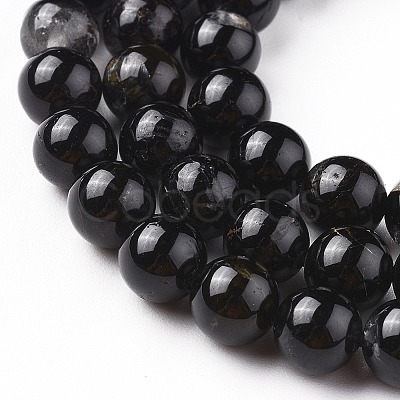 Natural Black Tourmaline Beads Strands G-F666-05-6mm-1