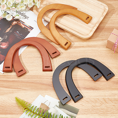 6Pcs 3 Style Wooden U-Shaped Bag Handles FIND-PH0010-45-1
