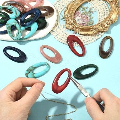 24Pcs 6 Colors Acrylic Pendants OACR-FS0002-64-1