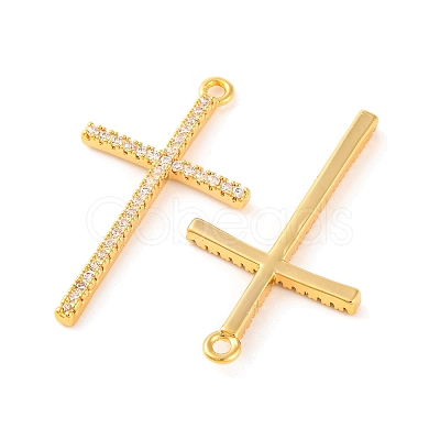 Brass Micro Pave Clear Cubic Zirconia Pendants KK-U017-09F-G-1