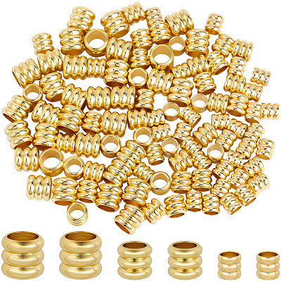 120Pcs 3 Styles Rack Plating Brass Beads KK-BBC0023-42-1