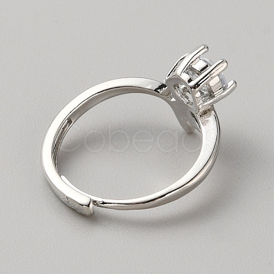 Alloy Micro Pave Cubic Zirconia Flower of Life Adjustable Rings RJEW-WH0001-022-1