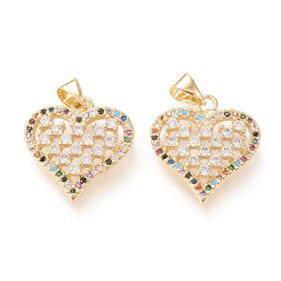 Brass Micro Pave Clear Cubic Zirconia Pendants X-ZIRC-L096-30G-1