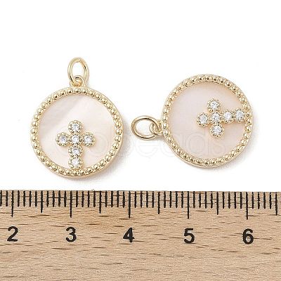 Brass Pendants Pave Shell KK-L208-76G-1