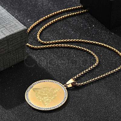 201 Stainless Steel Rhinestone Pendant Necklaces for Women NJEW-U021-06P-1