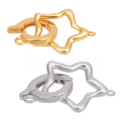 2Pcs 2 Colors 925 Sterling Silver Fold Over Clasps STER-PH0001-99-1