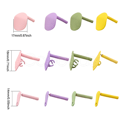 48Pcs 12 Style Spray Painted Iron Stud Earring Findings IFIN-FH0001-69-1