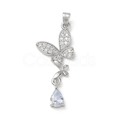 Brass Micro Pave Clear Cubic Zirconia Pendants KK-A299-10P-1