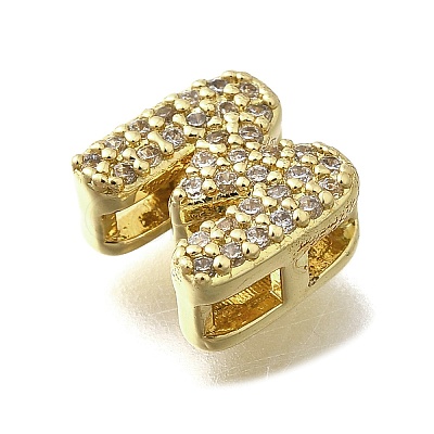 Brass Micro Pave Cubic Zirconia Letter Multi-Strand Links KK-D295-32G-13-1