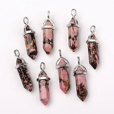 Natural Rhodonite Double Terminated Pointed Pendants G-F295-05D-1