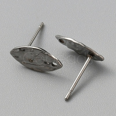 304 Stainless Steel Textured Geometry Stud Earrings Findings with Hole STAS-WH0027-54E-1