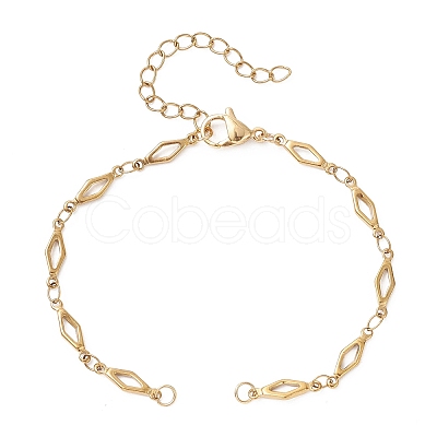 4MM 304 Stainless Steel Rhombus Link Chain Bracelet Making AJEW-JB01428-1