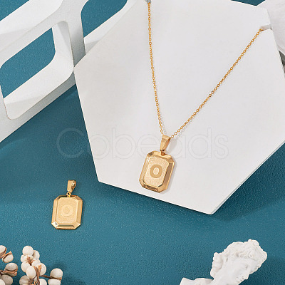 1Pc Stainless Steel Rectangle with Letter Pendants NJEW-TA0001-22O-1