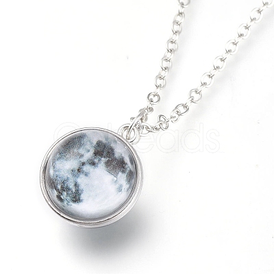 Glass Pendant Necklace NJEW-D281-B-13S-1