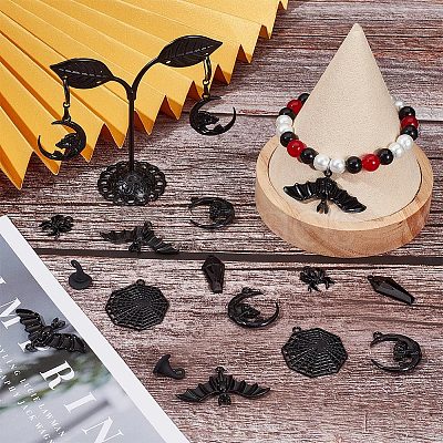 SUNNYCLUE 36Pcs 6 Style Halloween Theme Alloy Enamel Pendants FIND-SC0004-37-1