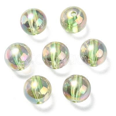 UV Plating Transparent Rainbow Iridescent Acrylic Beads OACR-F004-01D-1