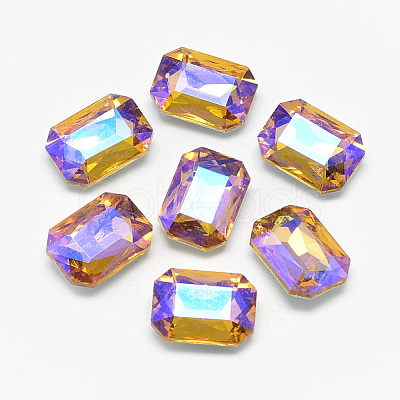 Pointed Back Glass Rhinestone Cabochons RGLA-T019-10x14mm-07-1