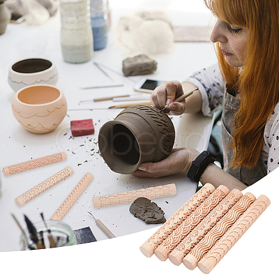 5Pcs 5 Style Wooden Rolling Pin DIY-GF0004-95-1