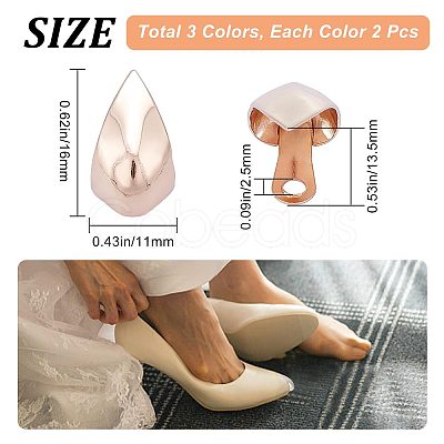 Gorgecraft 6Pcs 3 Colors Iron Toe Cap Covers FIND-GF0003-85-1