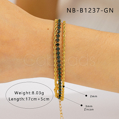 304 Stainless Steel Pave Cubic Zirconia Tennis Bracelets WG7D6AE-01-1