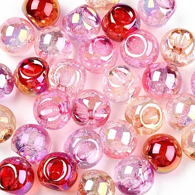 UV Plating Rainbow Iridescent Acrylic Beads OACR-G012-04-1