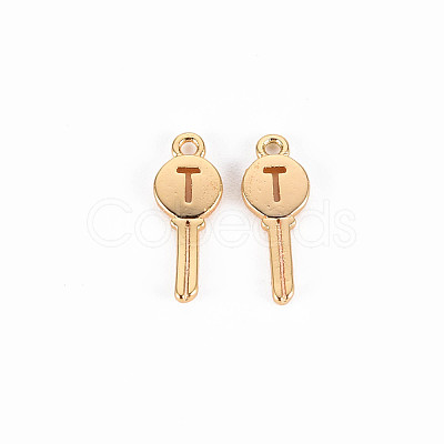 Brass Micro Pave Clear Cubic Zirconia Charms KK-T062-159G-NF-1