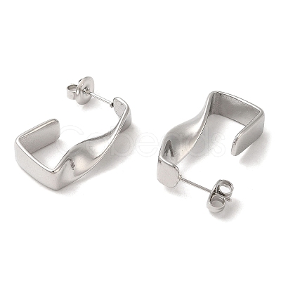 Non-Tarnish 304 Stainless Steel Twist Rectangle Stud Earrings EJEW-Z022-30P-1