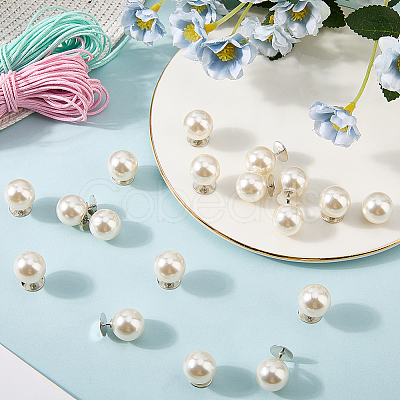 20Pcs ABS Plastic Pearl No Sewing Buttons BUTT-CY0001-22C-1
