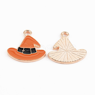 Light Gold Tone Alloy Enamel Pendants ENAM-T018-19B-1