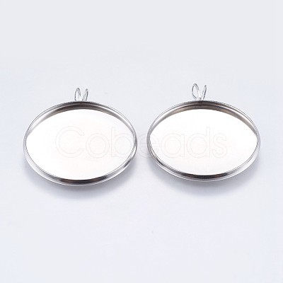 Tarnish Resistant 304 Stainless Steel Pendant Cabochon Settings LS-STAS-I069-37-25MM-1