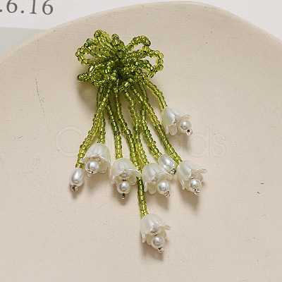 Handmade Glass Seed Beads Flower Tassel Stud Earrings FS-WG63232-07-1