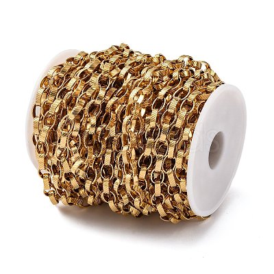 304 Stainless Steel Textured Rolo Chains STAS-P386-09G-1