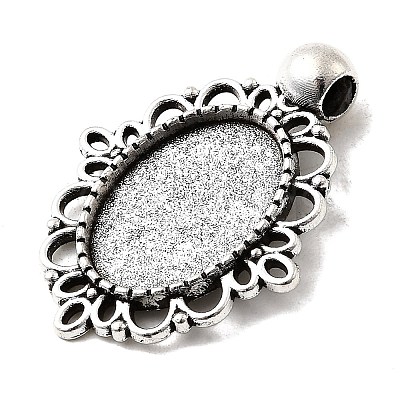 Tibetan Style Alloy Pendant Cabochon Settings TIBEP-N003-31AS-1