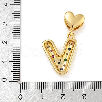 Brass Micro Pave Colorful Cubic Zirconia Pendants KK-P281-01G-V-1