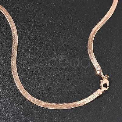 4mm Rack Plating Brass Herringbone Chain Necklaces for Women Men MAK-L044-17RG-1