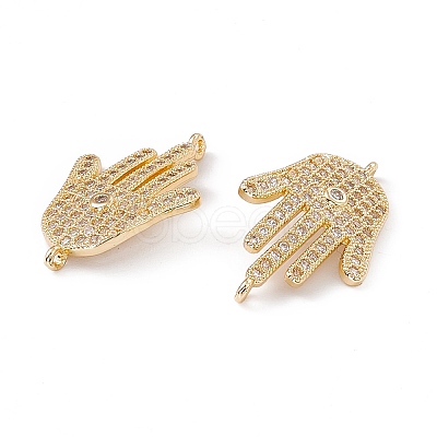 Brass Micro Pave Clear Cubic Zirconia Connector Charms KK-E068-VC077-1