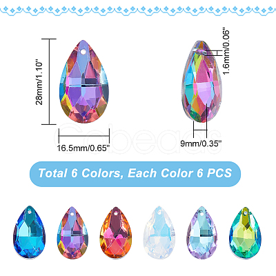 AHADERMAKER 30pcs 5 colors Glass Rhinestone Pendants EGLA-GA0001-09-1