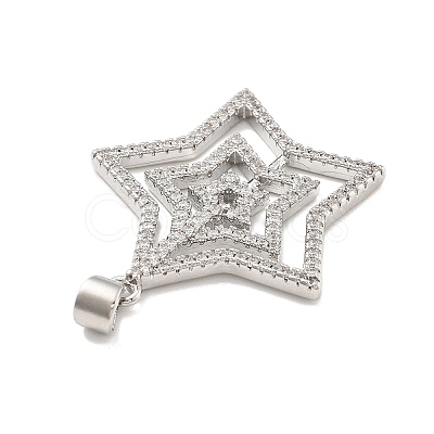 Rack Plating Brass Micro Pave Cubic Zirconia Pendants KK-D359-30P-1