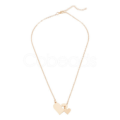 1Pc 302 Stainless Steel Heart Puzzle Pendant Cable Chain Lariat Y Necklaces for Women NJEW-TADJ0001-01KCG-1