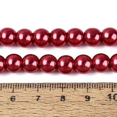 Baking Paint Pearlized Glass Pearl Round Bead Strands HY-Q330-8mm-51-1