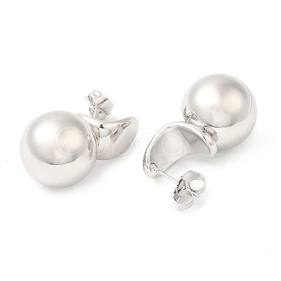 Brass Round Ball Dangle Stud Earrings X-EJEW-K251-02P-1
