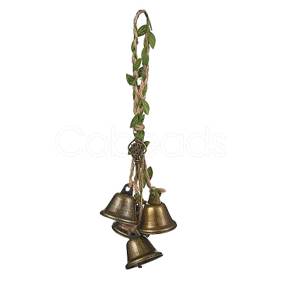 2Pcs Tibetan Style Alloy & Iron Bell Pendant Decorations HJEW-JM04428-1