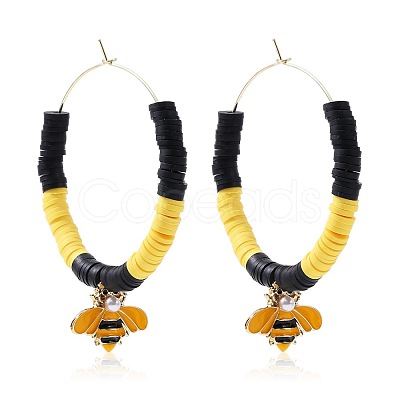 Bohemia Style Colorful Clay Beads Hoop Earrings JF2291-5-1